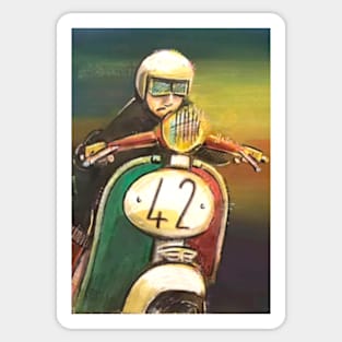 Retro Scooter, Classic Scooter, Scooterist, Scootering, Scooter Rider, Mod Art Sticker